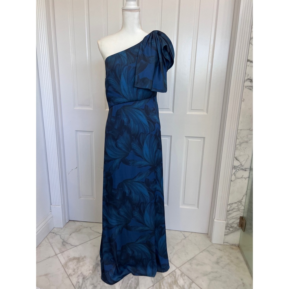 Women's blue Sachin and Babi one shoulder bow evening dress size 8 - Picture 3 of 14